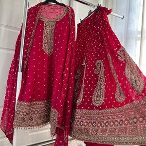 Red Embroidered Traditional Outfit lehenga choli for wedding or any special day